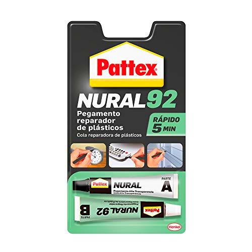 Pattex Nural 92 Pegamento reparador de plásticos, cola transparente para reparar y pegar plástico